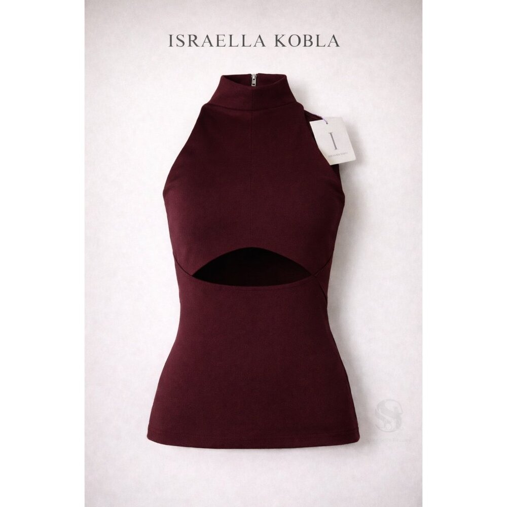Israella Kobla Terasu Burgundy Halter Cut Out Knit Top NWT Size M Made in Canada